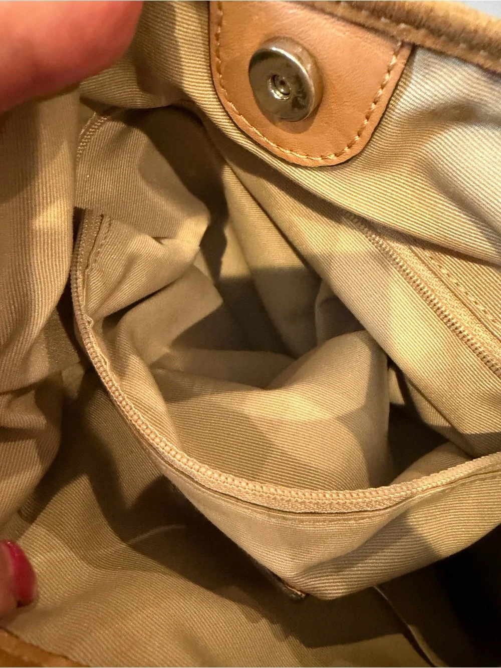Coach Khaki/Brown Signature Canvas Shoulder Bag with Tan Trim